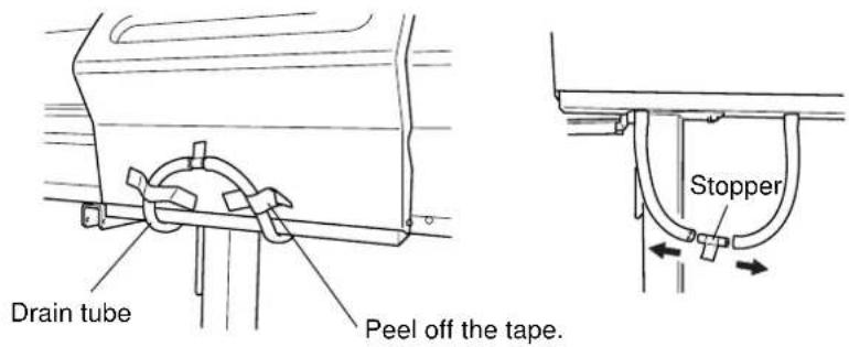 Drain tube Peel off the tape. Stopper