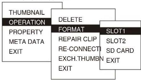 PANASONIC AG-HPX170P - On the menu, select OPERATION and then FORMAT. (Page 68) - 1