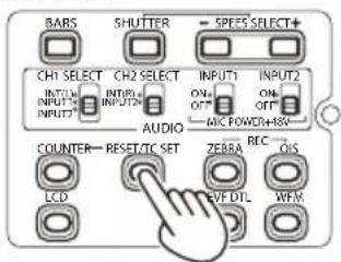BARS SHUTTER SPEED SELECT+ CH1 SELECT CH2 SELECT INPUT1 INPUT2 INPUT3 INPUT4 ON- OFF- MIC POWER+5V AUDIO COUNTER—RESET/TC SET ZEBRA REC OS LCD EVE DTL WEM