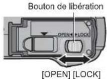 PANASONIC Lumix DMC-TZ22 - Insérer et retirer la carte (en option)/la batterie - 2