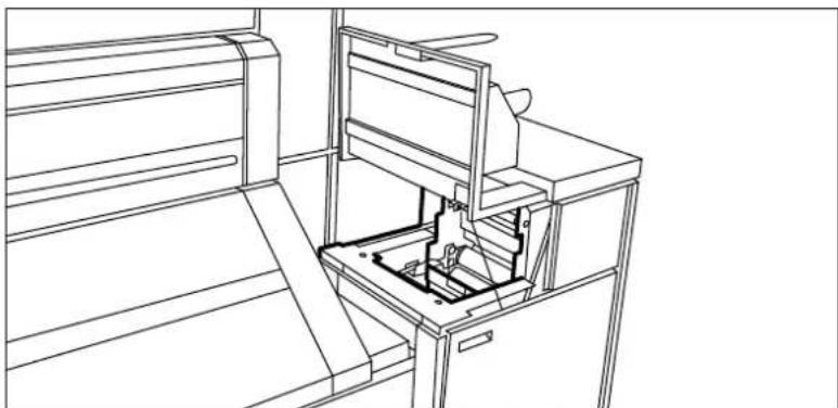 Technical line drawing of a mechanical assembly with internal components (no text or symbols)