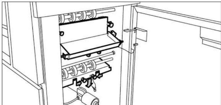 Line drawing of an open industrial machine with internal components (no text or symbols)