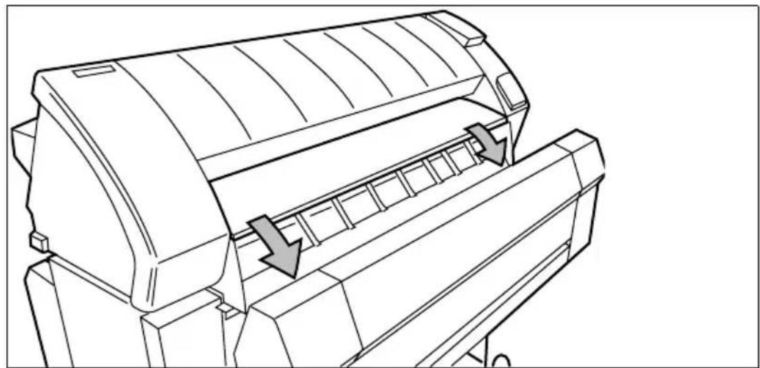 Océ 9400 - ▼ Clearing a paper jam in the material feed section - 1