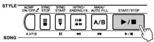 STYLE ACMP ON/OFF SYNC STOP SYNC START INTRO/ ENDING/RT. MAIN/ AUTO FILL START/STOP SONG A ⇌ B II ↔ A/B ▶ / ■