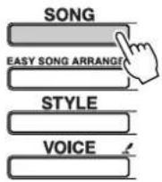 YAMAHA DGX-203 - Depuis l'écran MAIN, appuyez sur la touche [SONG], puis utilisez le cadran pour sélectionner le numéro du morceau utilisateur (031 – 035) sur lequel vous voulez enregistrer. - 1