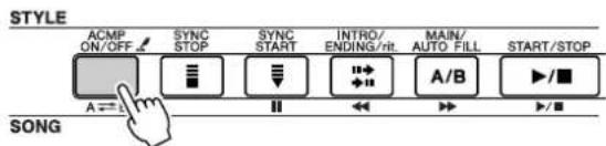 STYLE ACMP ON/OFF SYNC STOP SYNC START INTRO/ ENDING/rit. MAIN/ AUTO FILL START/STOP A=== A/B -/■ -/■ SONG