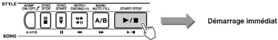 STYLE ACMP ON/OFF SYNC STOP SYNC START INTRO/ ENDING/HL MAIN/ AUTO FILL START/STOP SONG A ⇌ B II A/B ▶ / ■ ▶ / ■ Démarrage immédiat