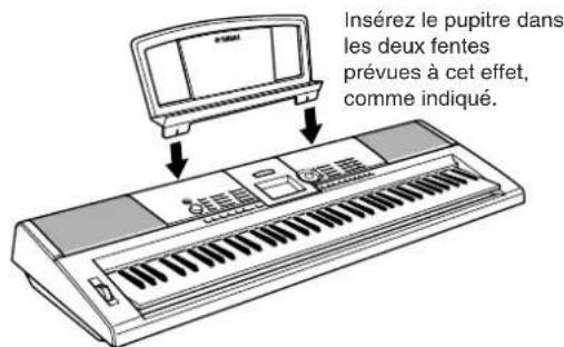 Insérez le pupitre dans les deux fentes prévues à cet effet, comme indiqué.