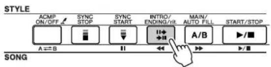 STYLE ACMP ON/OFF SYNC STOP SYNC START INTRO/ ENDING/rit MAIN/ AUTO FILL START/STOP A==B II A/B ▶/■ ▶/■ SONG