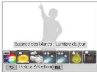 Balance des blancs : Lurnière du jour Retour Sélectionne