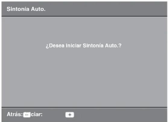 Sintonía Auto. ¿Desea Iniciar Sintonía Auto.? Atrás: iniciar: