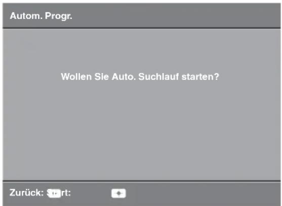 Autom. Progr. Wollen Sie Auto. Suchlauf starten? Zurück: Start: