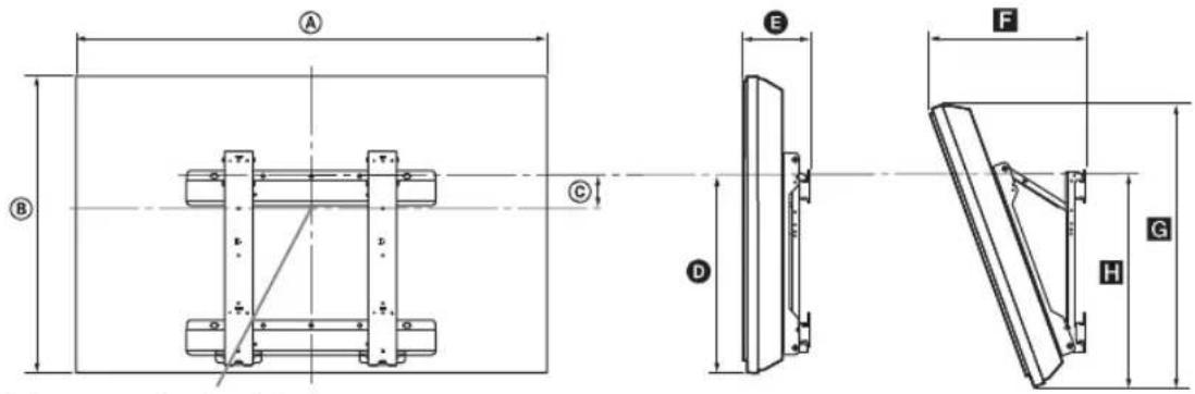 SONY Bravia KDL-32S5650 - Tabel met installatie-afmetingen - 1
