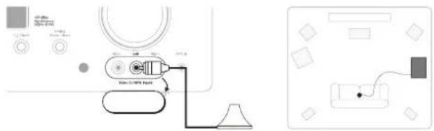 Diagram showing a device with labeled components including a rotary switch and a lamp, alongside an electrical panel with a fuse and socket.