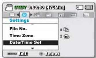 SAMSUNG SMX-F44LP - Date/Time Set (Réglage Date/Heure) - 2