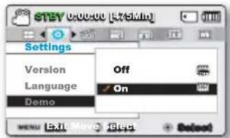 STEP 2000.00 [K75Mn] Settings Version Language Demo Off On MENU Exit Move Help + Select