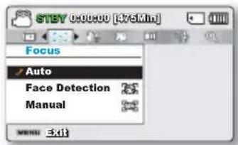STEBY 0:00:00 [375Mn] Focus ✓ Auto Face Detection Manual MENU Edit