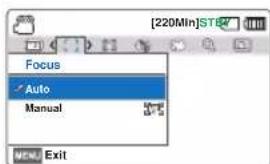 Focus ✓ Auto Manual MENU Exit