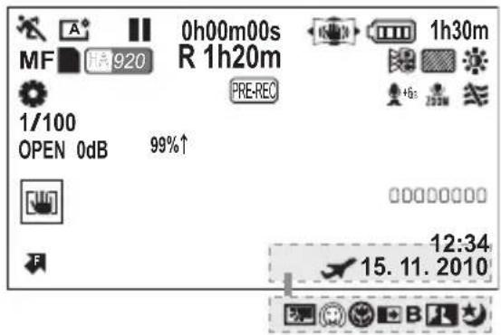 0h00m00s MF 920 R 1h20m PRE-REC 1/100 OPEN 0dB 99%↑ 12:34 15. 11. 2010