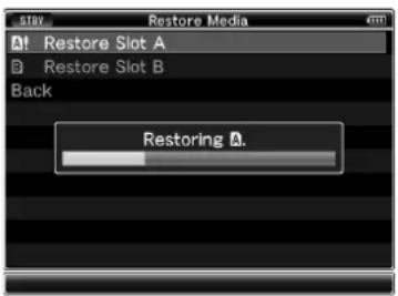 STEV Restore Media Restore Slot A Restore Slot B Back Restoring 0.