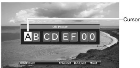 UR Preset A B C D E F 0 0 Cursor E32Reset Select Adjust Set