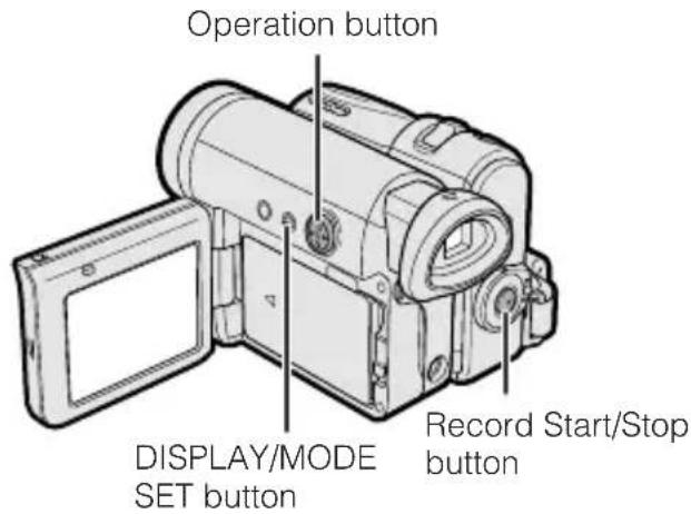 Operation button DISPLAY/MODE SET button Record Start/Stop button