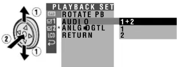 PLAYBACK SET ROTATE PB AUDIO 1+2 ANLG DGTL 1 RETURN 2