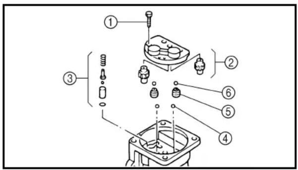 Exploded view diagram of a mechanical assembly with numbered parts for identification