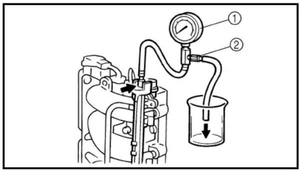 Technical diagram of a mechanical device with labeled components and directional arrows indicating flow or movement.