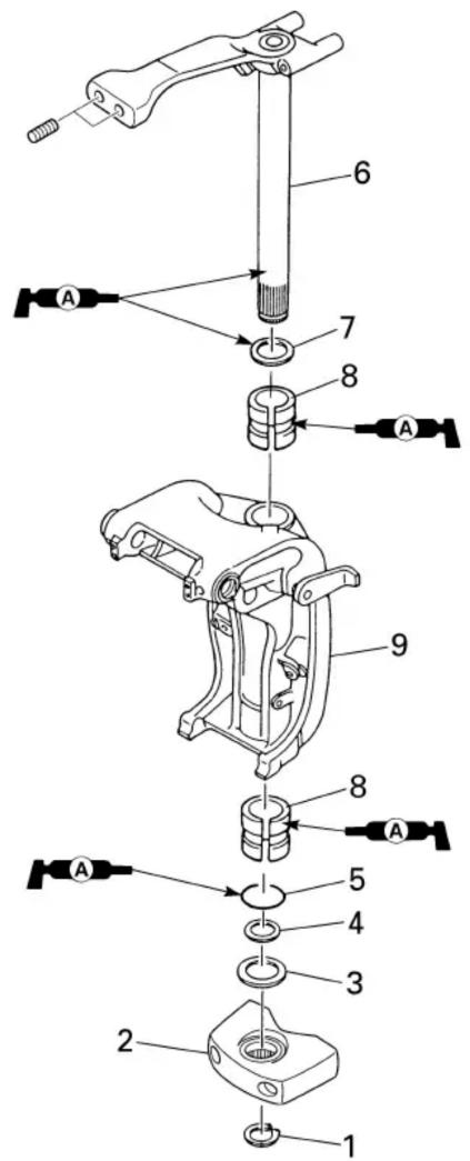 Technical diagram of a mechanical assembly with numbered parts, likely for assembly or maintenance instructions.