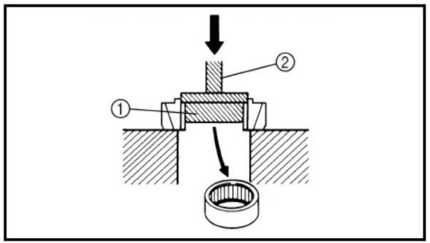 Technical diagram showing mechanical assembly with labeled components and directional arrows indicating motion or force