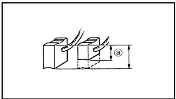 Technical diagram showing a mechanical assembly with labeled dimension 'a' and directional arrows indicating movement or force.