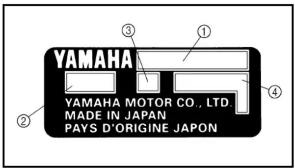 YAMAHA YAMAHA MOTOR CO., LTD. MADE IN JAPAN PAYS D'ORIGINE JAPON