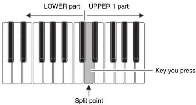 LOWER part UPPER 1 part Key you press Split point