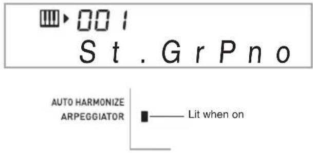 001 St. Gr Pno AUTO HARMONIZE ARPEGGIATOR —— Lit when on