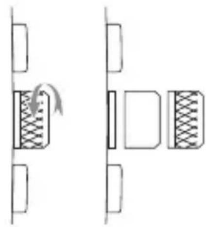 Diagram showing two mechanical components with hatched patterns, no text or symbols present