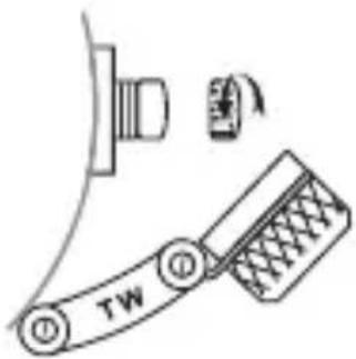 Diagram of a mechanical device with a labeled component 'TW' and a gear mechanism (no text or symbols beyond labels)
