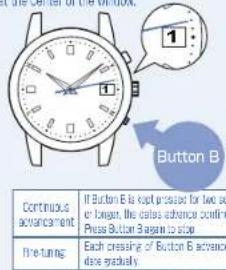Continuous advancement Fire-tuning 1 Button B If Button B is kept pressed for two se or longer, the calls advance confirm. Press Button B begin to stop Each pressing of Button B advance date steadily