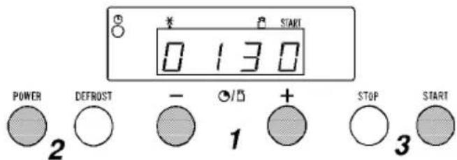 0 1 3 0 POWER DEFROST - 0/0 + 1 + STOP START 2 3