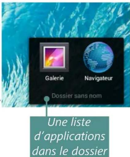 Galerie Navigateur Dossier sans nom Une liste d'applications dans le dossier