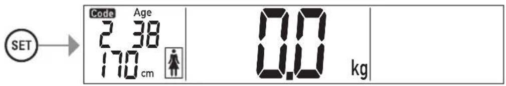 Code Age 2.38 170 cm 0.0 kg SET