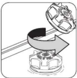 Mechanical assembly diagram showing a gear and rotating component (no text or symbols)