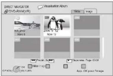 DIRECT NAVIGATOR DVD-RAM(VR) Visualization Album Video Image VDS_DVD Note 9 2006-9-12 Note 13 New Document, Suppl Sepanone Page 0302 Video (Image) Add OK pour Image OK PICKING RETURN App. OK pour Image