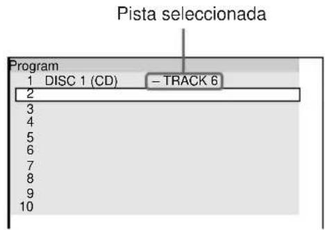 Pista seleccionada Program 1 DISC 1 (CD) - TRACK 6 2 3 4 5 6 7 8 9 10