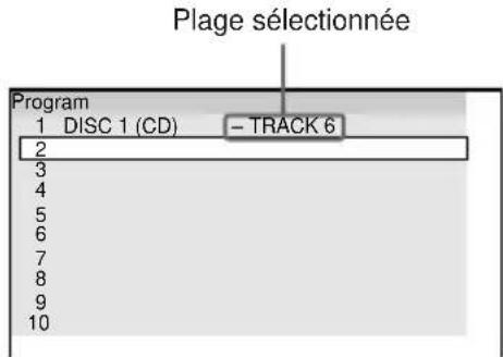 Plage sélectionnée Program 1 DISC 1 (CD) - TRACK 6 2 3 4 5 6 7 8 9 10