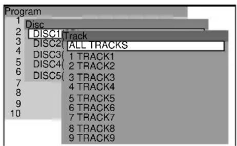 Program 1 Disc 2 DISC1 Track 3 DISC2 ALL TRACKS 4 DISC3 1 TRACK1 5 DISC4 2 TRACK2 6 DISC5 3 TRACK3 7 4 TRACK4 8 5 TRACK5 9 6 TRACK6 10 7 TRACK7 11 8 TRACK8 12 9 TRACK9