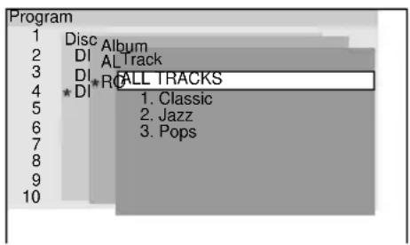 Program 1 Disc Album 2 DI AL Track 3 DI R CALL TRACKS 4 *DI 5 1. Classic 6 2. Jazz 7 3. Pops 8 9 10