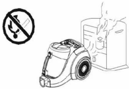 Diagram showing a no-smoking sign and a vacuum cleaner next to a smokestack emitting exhaust.