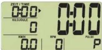ZEIT / TIME 0:00 KLOJÓULE 0 KM/H 0.0 | RPM 0 PULSE P