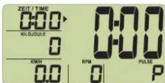 ZEIT / TIME 0:00 KiloJoule 0 KMH 0.0 0 RPM 0 PULSE P